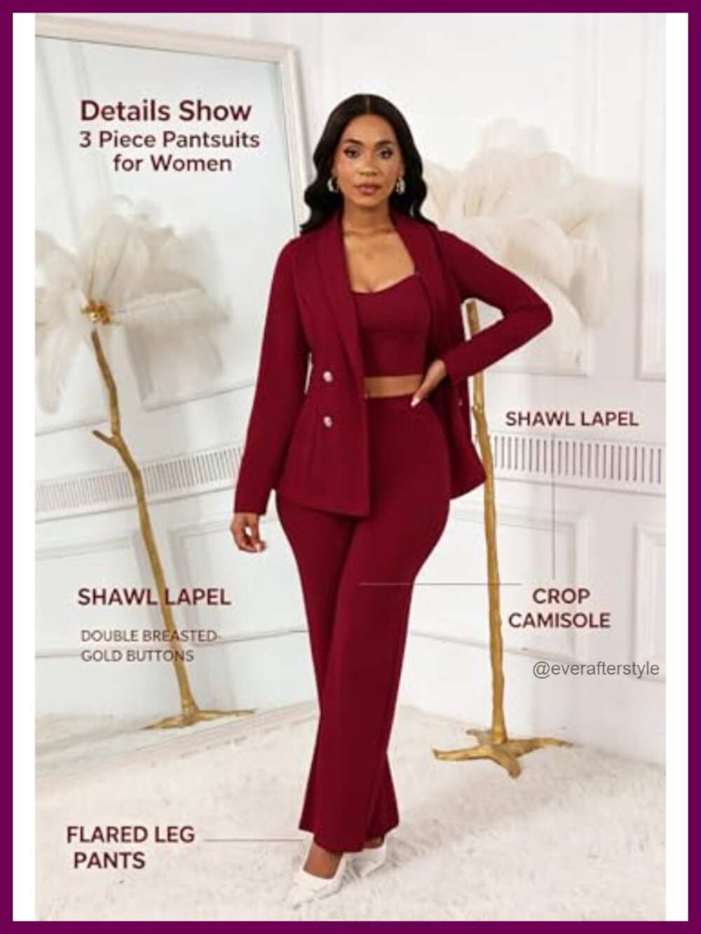 Women's 3 Piece Pant Suit Set Long Sleeve Blazer Business Outfit - Picture 3 of 6
